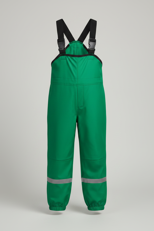 Pantalon Randonnée Vert Imperméable Réfléchissant Bretelles Enfant - Polyester - vue 3
