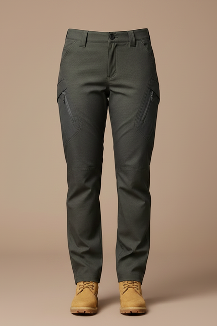 Pantalon Randonnée Femme Kaki Cargo Slim Imperméable - Polyester - vue 3