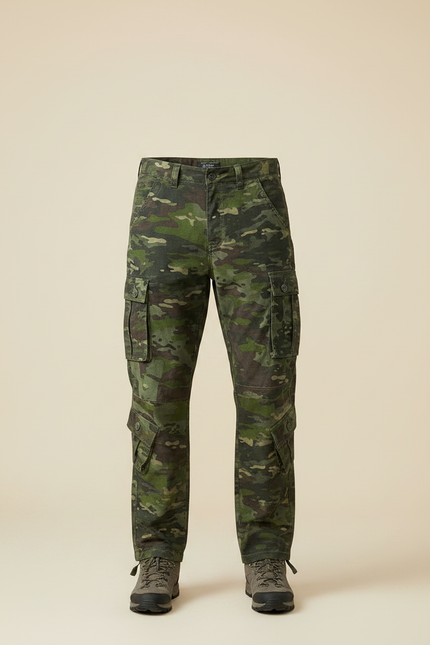 Pantalon Randonnée Camouflage Cargo Multipoches Coton Homme Tactique - Multicolore - vue 3