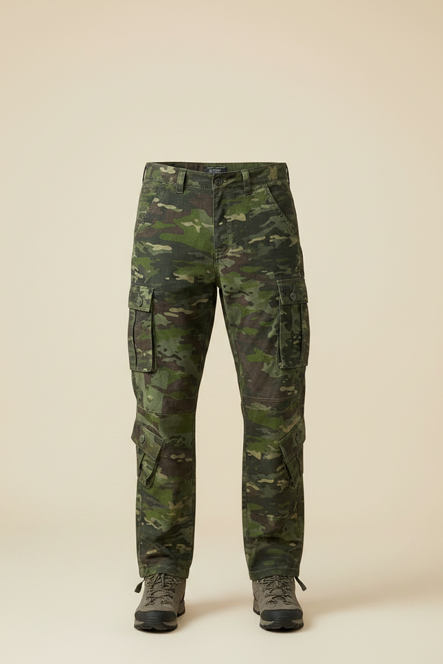 Pantalon Randonnée Camouflage Cargo Multipoches Coton Homme Tactique - Multicolore - vue 3