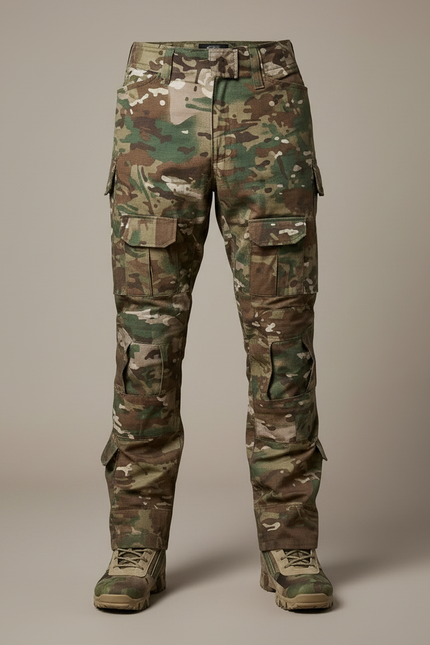 Pantalon Randonnée Camouflage Militaire Cargo Renforcé Homme - Multicolore Toile - vue 3