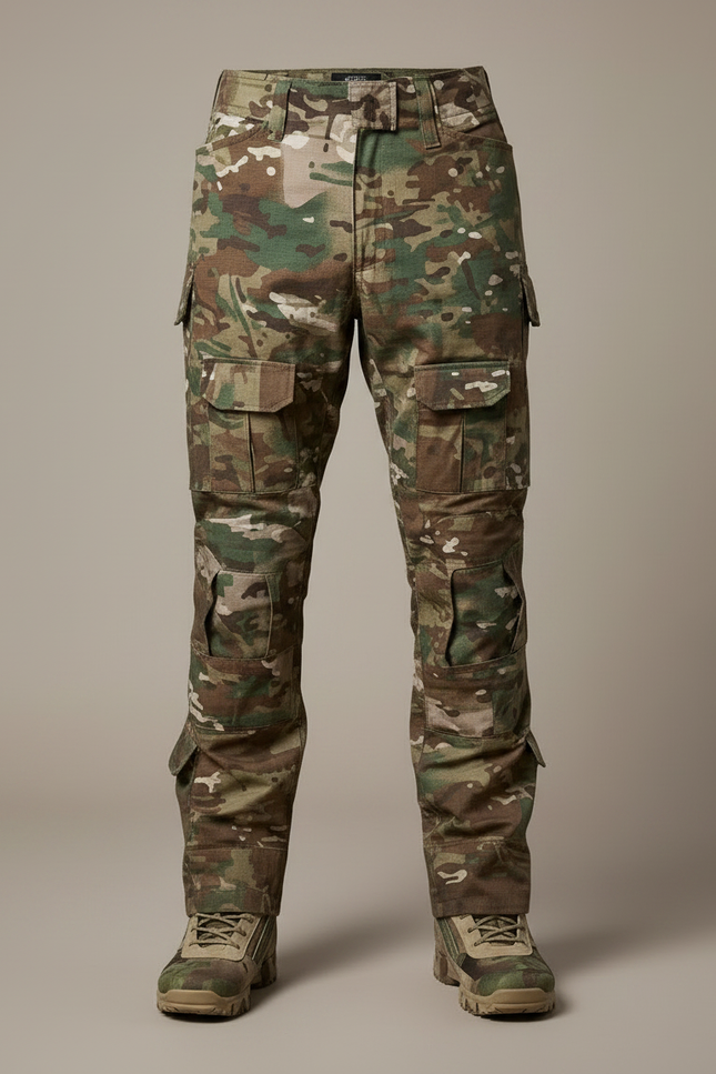 Pantalon Randonnée Camouflage Militaire Cargo Renforcé Homme - Multicolore Toile - vue 3