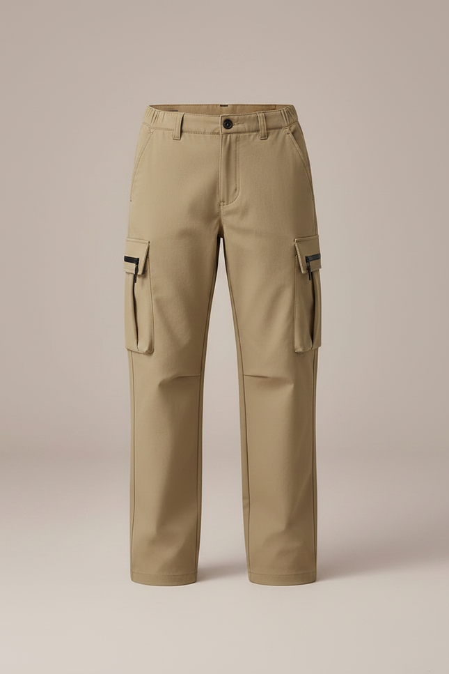 Pantalon Randonnée Beige Cargo Enfant Ample - Polyester - vue 3