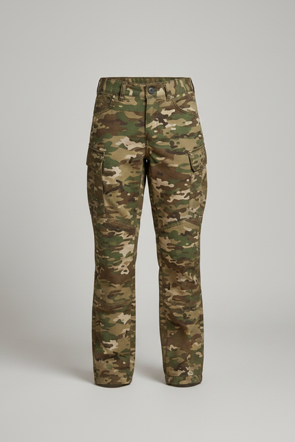 Pantalon Randonnée Camouflage Cargo Multipoches Enfant Durable - Multicolore Toile - vue 3