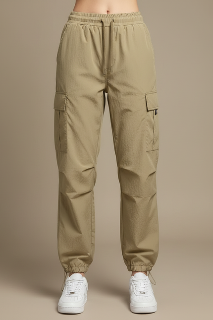 Pantalon Randonnée Kaki Cargo Ample Femme Confortable - Polyester - vue 3