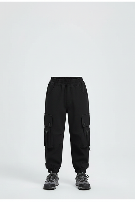 Pantalon Randonnée Noir Cargo Ample Enfant Élastiqué - Polyester - vue 3
