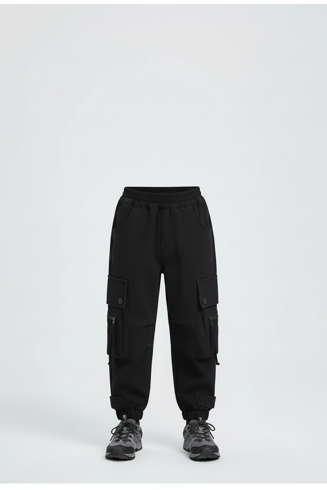 Pantalon Randonnée Noir Cargo Ample Enfant Élastiqué - Polyester - vue 3