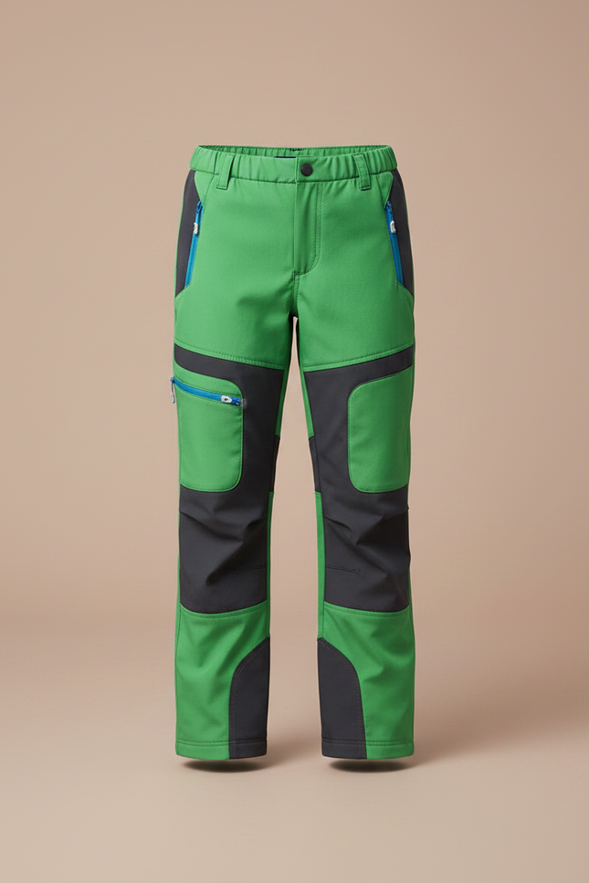 Pantalon Randonnée Enfant Vert Imperméable Softshell Chaud - Polyester - vue 3