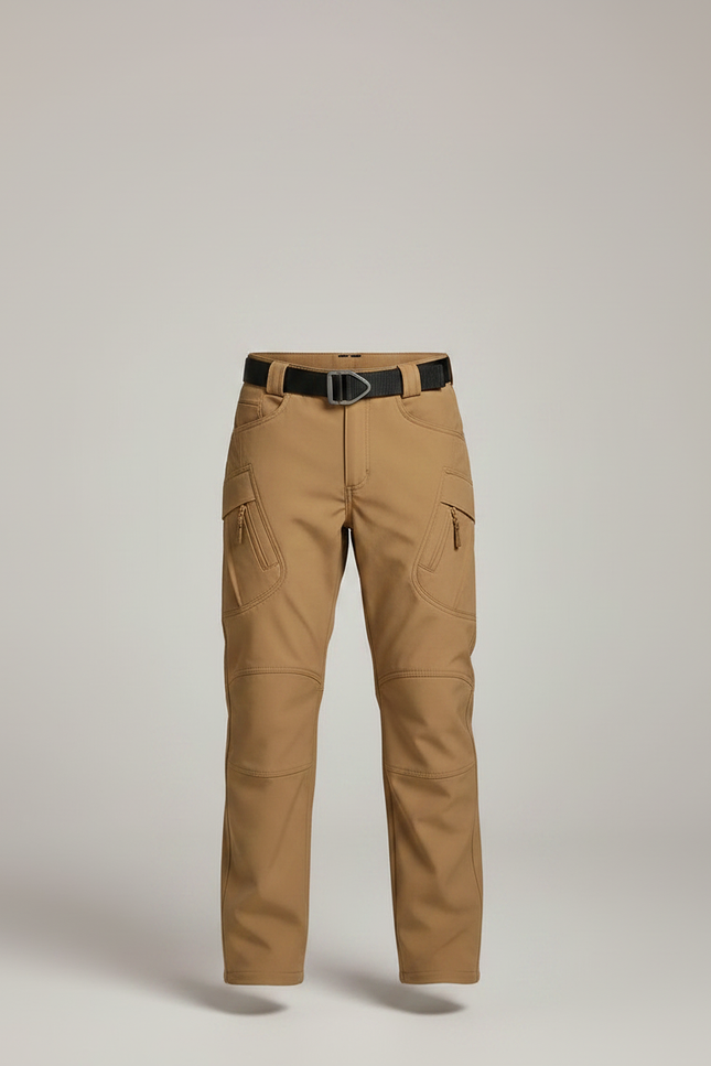 Pantalon Randonnée Enfant Tactique Ceinturé Marron - Beige Polyester - vue 3