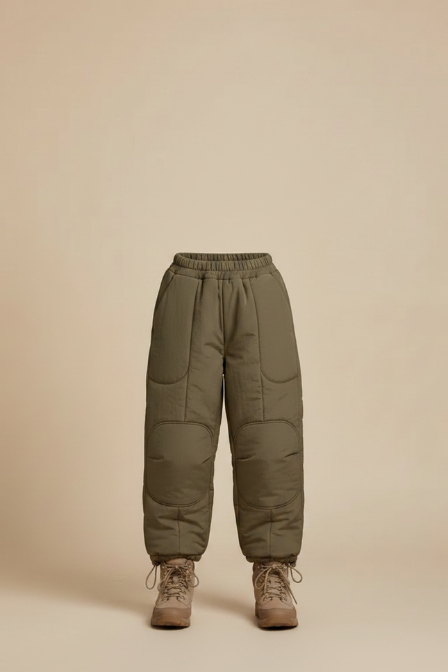 Pantalon Randonnée Enfant Kaki Matelassé Hiver Chaud - Polyester - vue 3