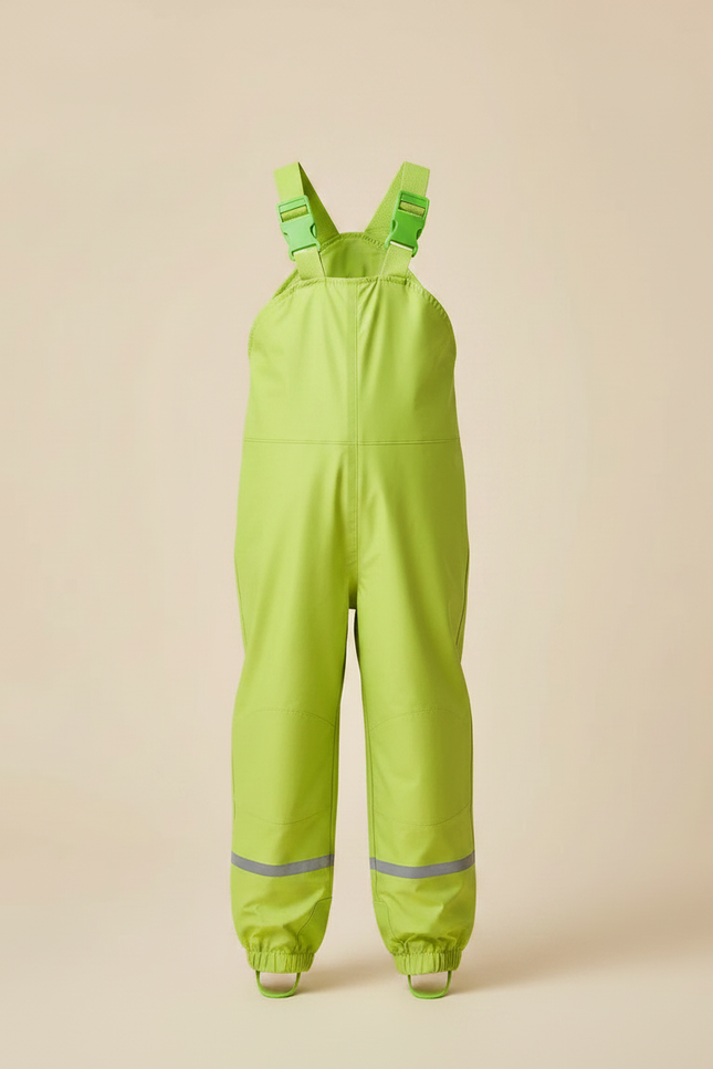 Pantalon Randonnée Vert Imperméable Bretelles Réfléchissant Enfant - Polyester - vue 3