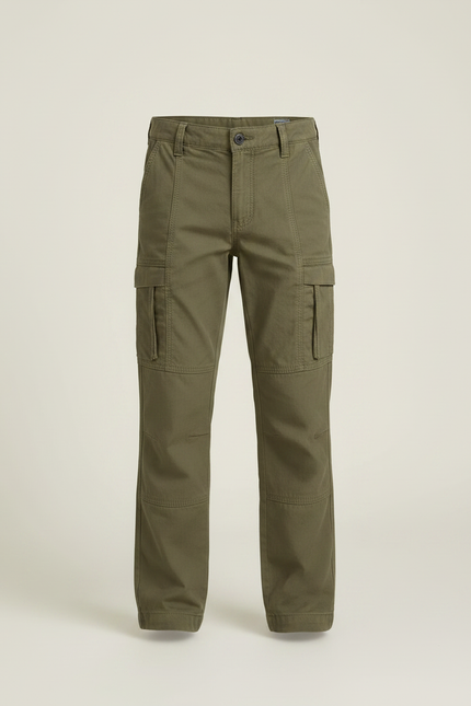 Pantalon Randonnée Garçon Kaki Cargo Coton Confortable - vue 3