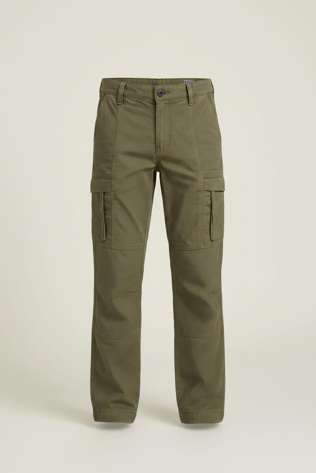 Pantalon Randonnée Garçon Kaki Cargo Coton Confortable - vue 3