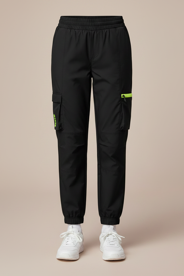 Pantalon Randonnée Noir Cargo Élastique Enfant - Polyester - vue 3