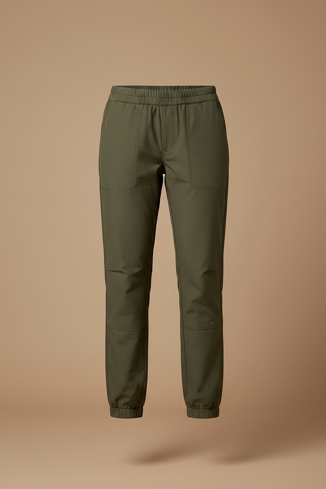 Pantalon Randonnée Kaki Femme Jogger Confortable Élastique - Polyester - vue 3