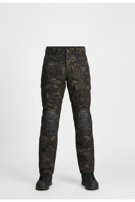 Pantalon Randonnée Camouflage Urbain Multipoches Enfant Renforcé - Multicolore Toile - vue 3