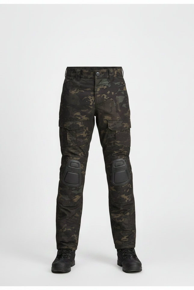 Pantalon Randonnée Camouflage Urbain Multipoches Enfant Renforcé - Multicolore Toile - vue 3