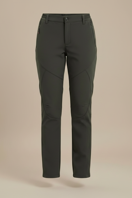 Pantalon Randonnée Femme Gris Chaud Softshell Hiver - Kaki Polyester - vue 3