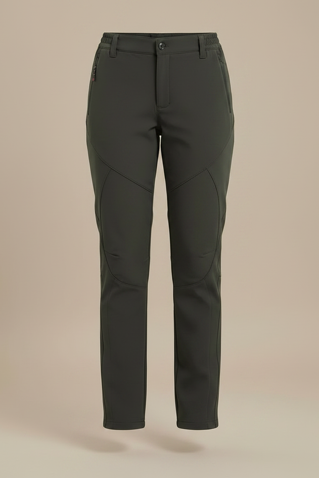 Pantalon Randonnée Femme Gris Chaud Softshell Hiver - Kaki Polyester - vue 3