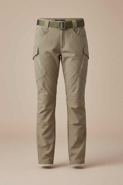 Pantalon Randonnée Beige Cargo Droit Multipoches - Polyester - vue 3
