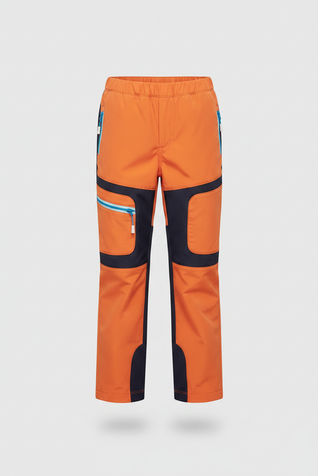 Pantalon Randonnée Enfant Orange Marine Imperméable Softshell - Polyester - vue 3