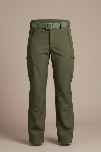 Pantalon Randonnée Vert Militaire Cargo Enfant Confortable - Kaki Polyester - vue 3
