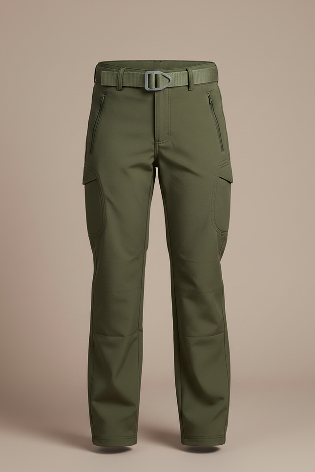 Pantalon Randonnée Vert Militaire Cargo Enfant Confortable - Kaki Polyester - vue 3