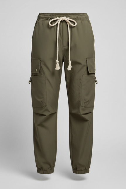 Pantalon Randonnée Kaki Cargo Ample Imperméable Femme - Polyester - vue 3