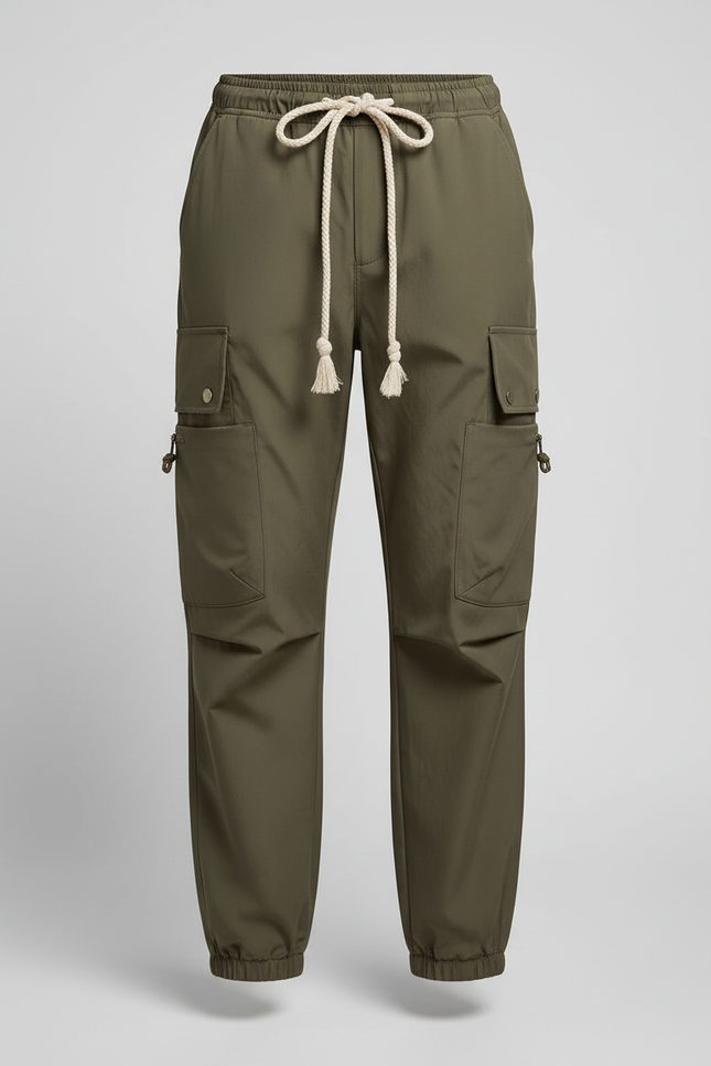 Pantalon Randonnée Kaki Cargo Ample Imperméable Femme - Polyester - vue 3