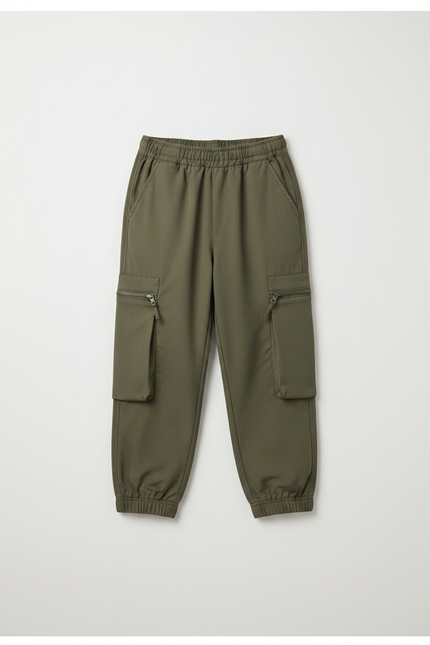 Pantalon Randonnée Kaki Cargo Enfant Robuste Confortable - Polyester - vue 3