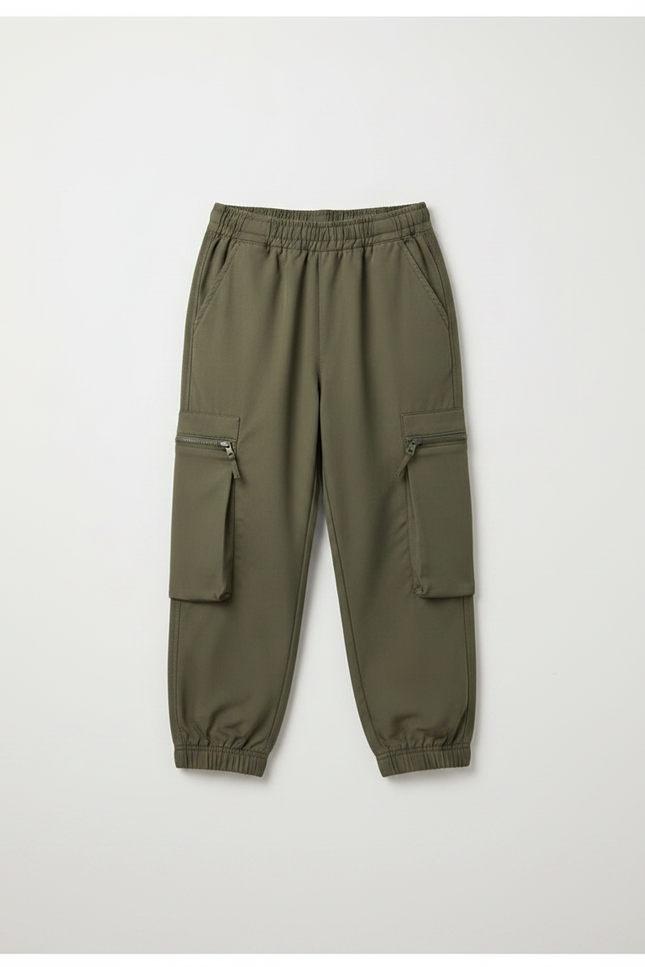 Pantalon Randonnée Kaki Cargo Enfant Robuste Confortable - Polyester - vue 3