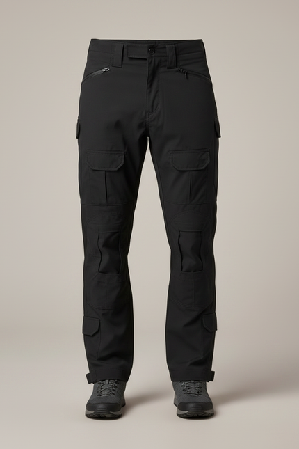 Pantalon Randonnée Noir Cargo Homme Multi-Poches Tactique - Polyester - vue 3
