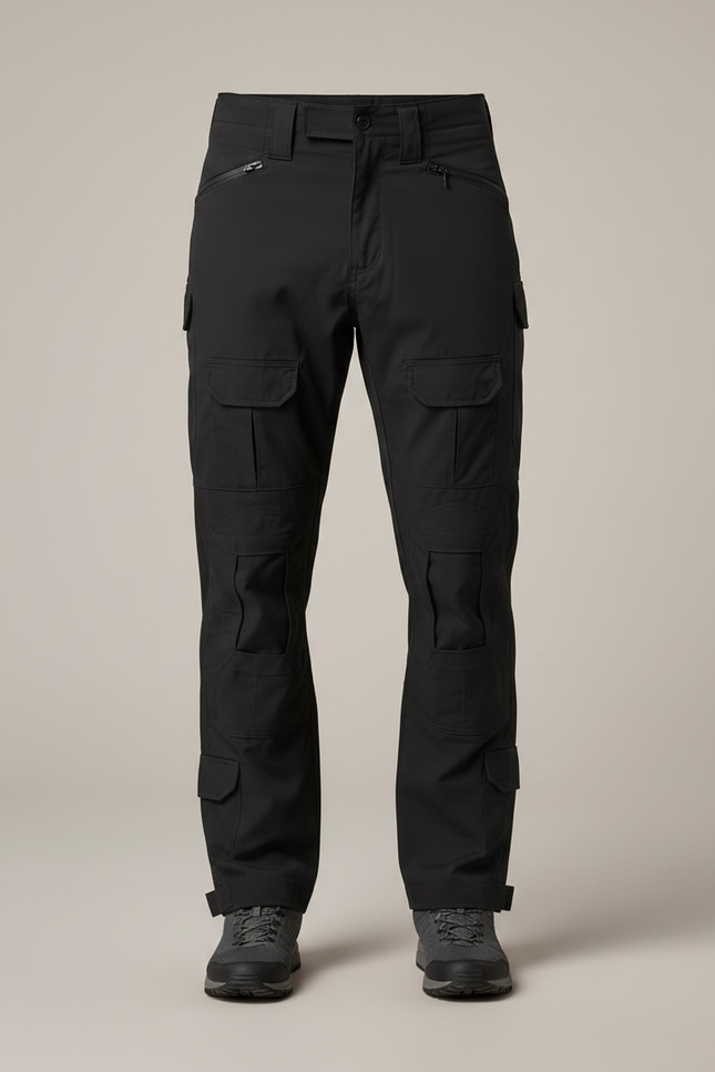 Pantalon Randonnée Noir Cargo Homme Multi-Poches Tactique - Polyester - vue 3