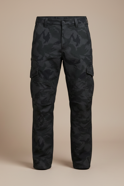 Pantalon Randonnée Camouflage Cargo Homme Épais Décontracté - Noir Polyester - vue 3