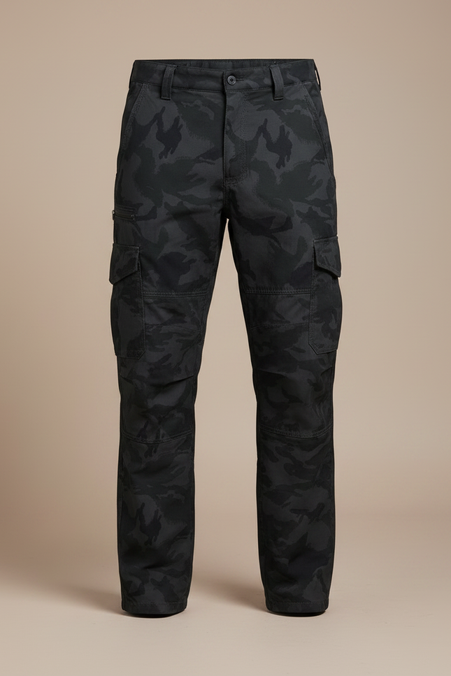 Pantalon Randonnée Camouflage Cargo Homme Épais Décontracté - Noir Polyester - vue 3
