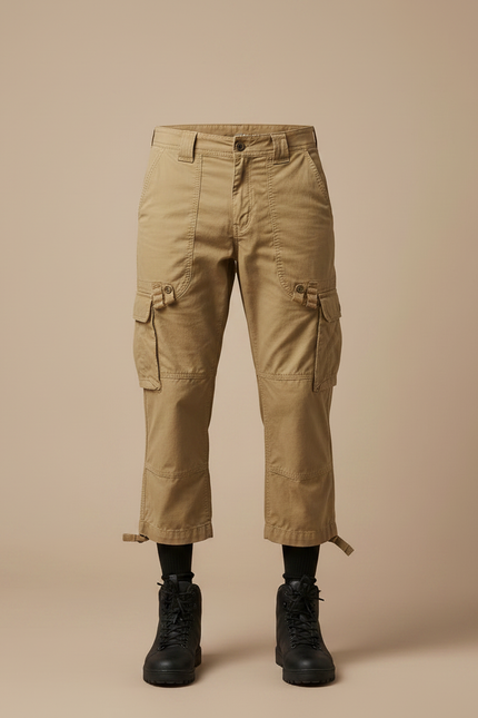 Pantalon Randonnée Kaki Cargo Court Homme Décontracté - Toile - vue 3