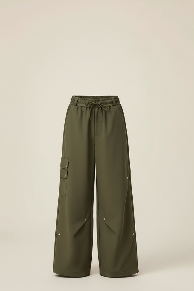 Pantalon Randonnée Kaki Ample Imperméable Cargo Enfant - Polyester - vue 3