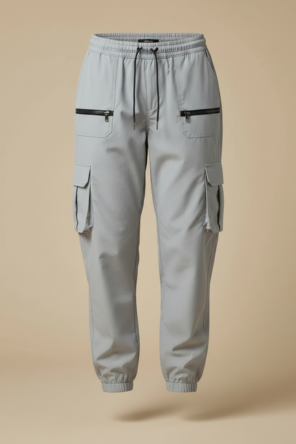 Pantalon Randonnée Gris Cargo Zippé Cordon Ample Femme - Polyester - vue 3