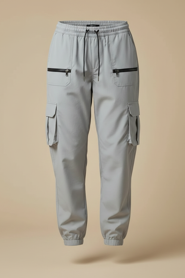 Pantalon Randonnée Gris Cargo Zippé Cordon Ample Femme - Polyester - vue 3