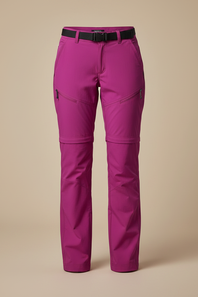Pantalon Randonnée Femme Fuchsia Convertible Léger Séchage Rapide - Rose Polyester - vue 3