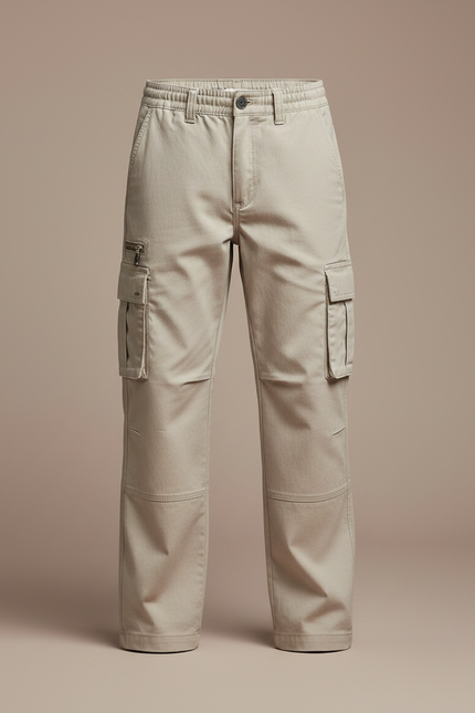 Pantalon Randonnée Beige Cargo Multipoches Enfant Robuste - Toile - vue 3