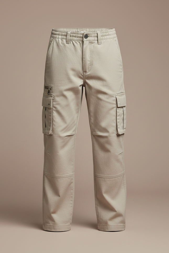 Pantalon Randonnée Beige Cargo Multipoches Enfant Robuste - Toile - vue 3
