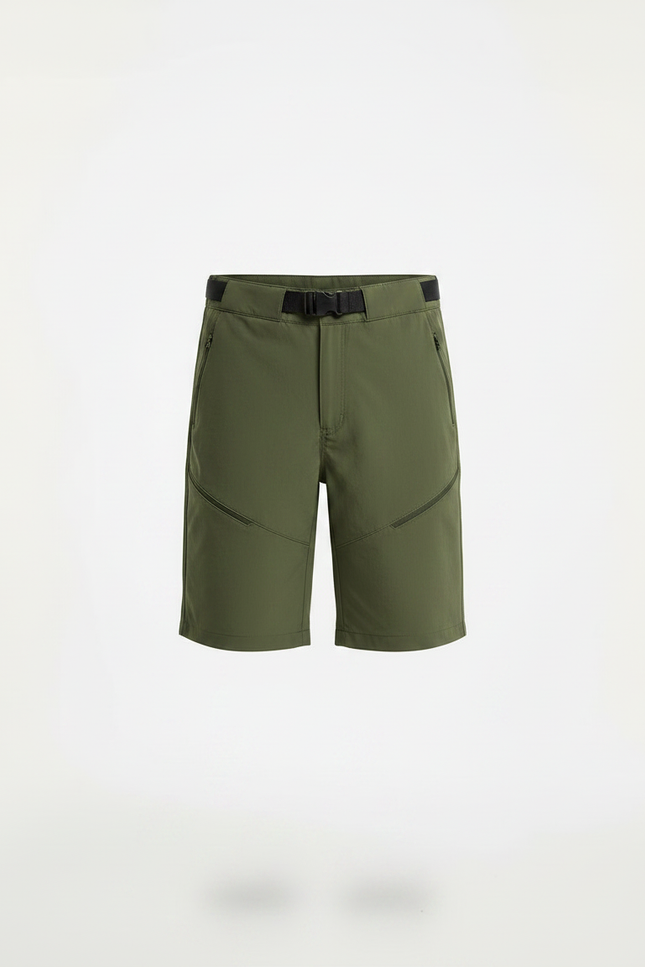 Pantalon Randonnée Vert Militaire Court Léger Enfant - Kaki Polyester - vue 3