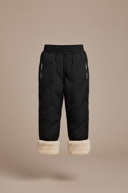 Pantalon Randonnée Noir Matelassé Élastique Chaud Enfant - Polyester - vue 3