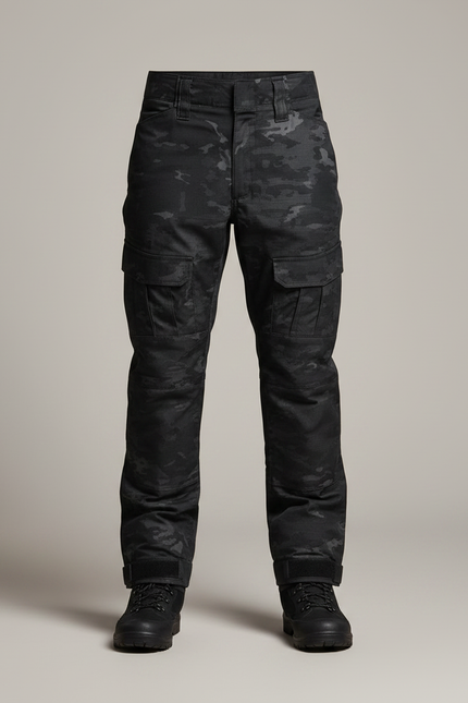 Pantalon Randonnée Camouflage Noir Cargo Enfant Robuste - Polyester - vue 3