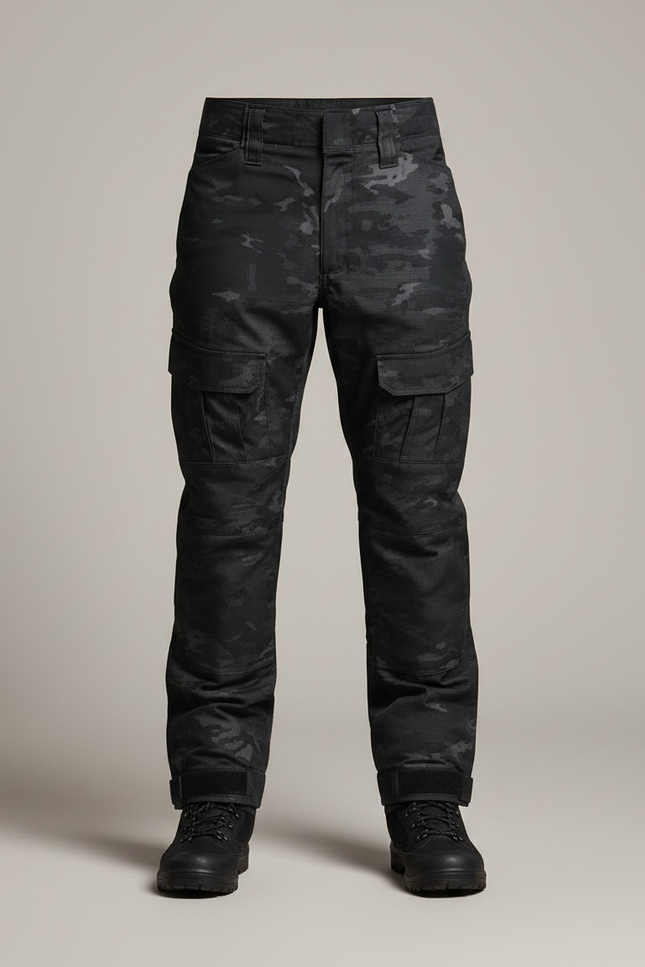 Pantalon Randonnée Camouflage Noir Cargo Enfant Robuste - Polyester - vue 3