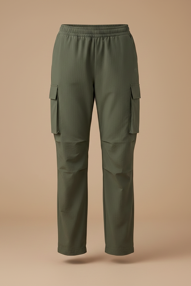 Pantalon Randonnée Cargo Vert Élastique Femme - Kaki Gabardine - vue 3