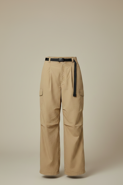 Pantalon Randonnée Beige Nylon Ample Ceinturé Femme - Polyester - vue 3