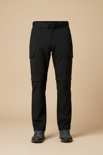 Pantalon Randonnée Noir Convertible Stretch Homme Multi-Poches - Polyester - vue 3