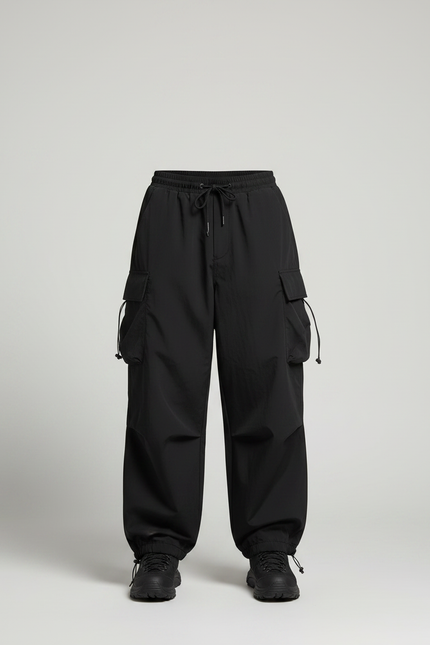 Pantalon Randonnée Noir Ample Cordon Streetwear Homme - Polyester - vue 3